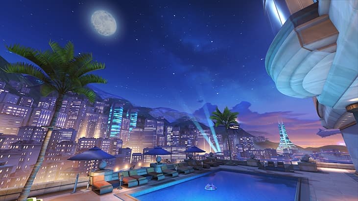 Circuito nocturno y hoteles de Circuit Royal en Overwatch