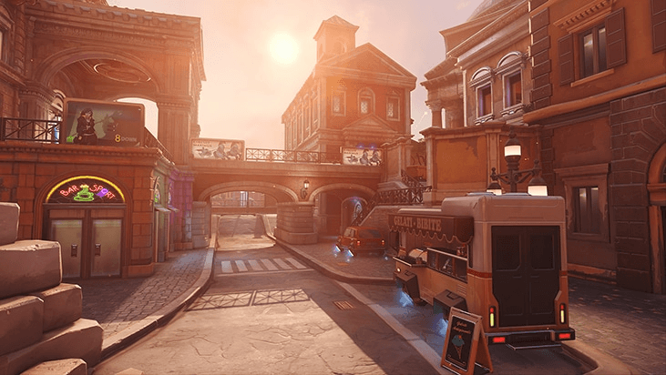 Calles, puentes y edificios de Colosseo en Overwatch