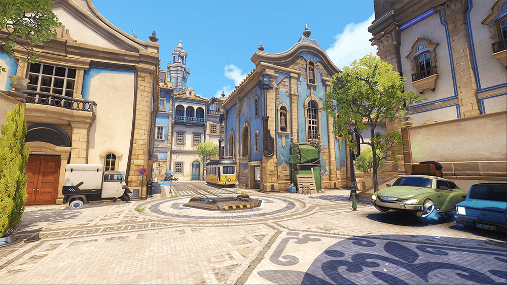 Plaza, torre y calles portuguesas de Esperança en Overwatch