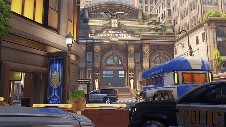 Estación, calles y vías de Midtown en Overwatch