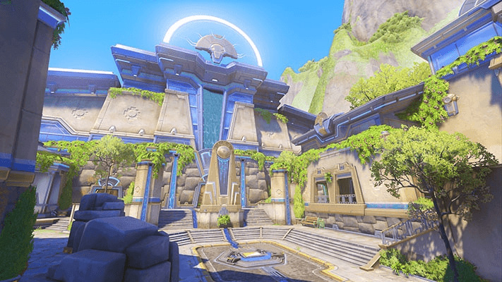 Plaza, arquitectura andina y monumento de Runasapi en Overwatch