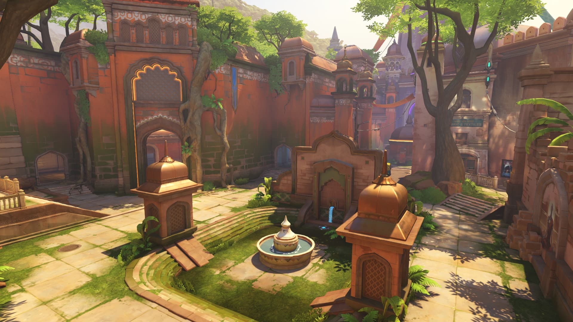Jardines, fuentes y accesos rediseñados de Suravasa en Overwatch